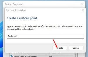 Type the description to help you identify the restore point