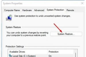 System Restore option