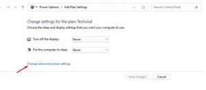  Change advanced power settings