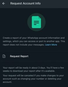 WhatsApp Rolls Out Request Account Info Feature on Desktop