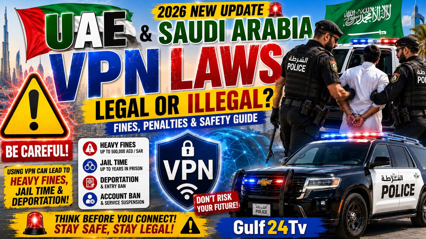 UAE & Saudi Arabia Internet Laws 2026: VPN, VoIP Calls, Blocked Websites, Fines & Online Safety Guide 1 UAE & Saudi Arabia Internet Laws 2026: VPN, VoIP Calls, Blocked Websites, Fines & Online Safety Guide
